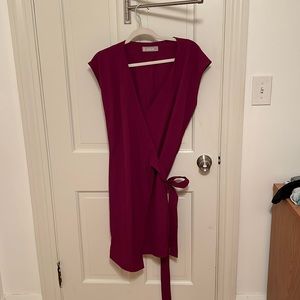 Everlane | The Japanese GoWeave Short Sleeve Mini Wrap Dress | Fushia | 6